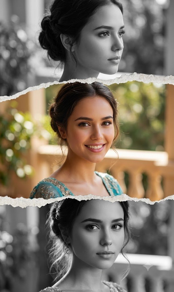 collage portrait AI photo prompt - Gemini AI Photo Prompt